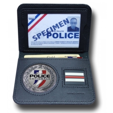 PORTE CARTE MEDAILLE POLICE + GRADE - 2 VOLETS