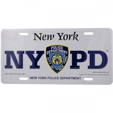 PLAQUE IMMATRICULATION NYPD WHITE