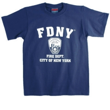 TEE SHIRT FDNY NAVY ECRITURE BLANCHE