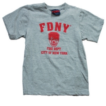 TEE SHIRT ENFANT FDNY GRIS ECRITURE ROUGE